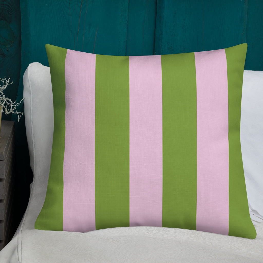 Palm Tree Pink Gold Green 22"x22" Premium Pillow - Artwork by Lili