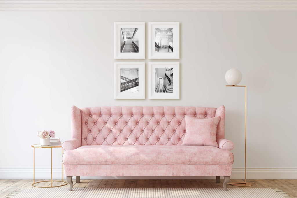 Paris B&W Museum Interior Set of 4 Prints, Parisian French Architecture Photography, France Europe Travel , Chic Home & Office Wall Art Decor - Artwork by Lili