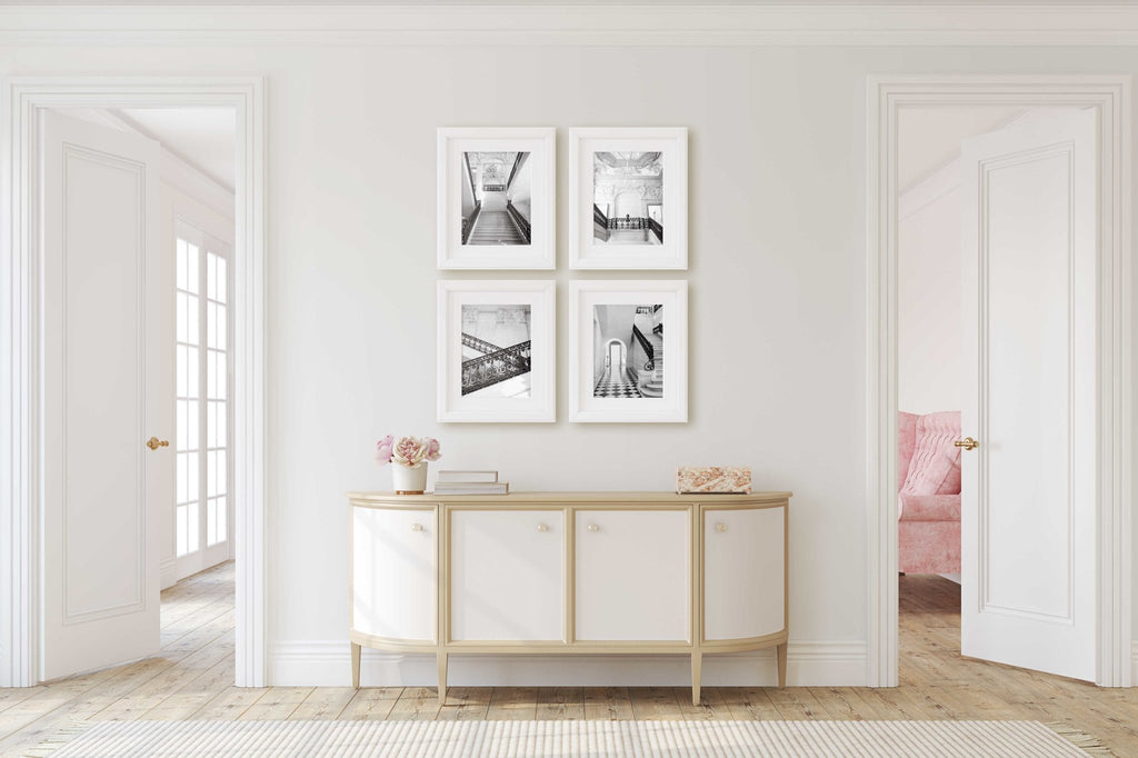 Paris B&W Museum Interior Set of 4 Prints, Parisian French Architecture Photography, France Europe Travel , Chic Home & Office Wall Art Decor - Artwork by Lili