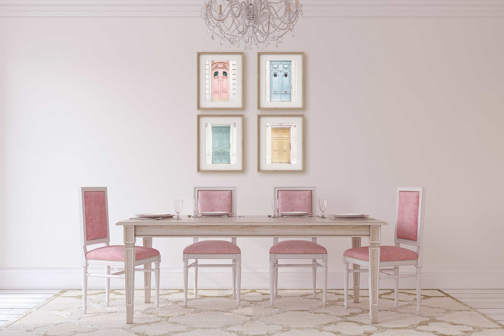 Paris Doors Pastel Colors Set of 4 Prints, Parisian French Architecture Photography, France Travel Prints, Chic Home & Office Wall Art Decor - Artwork by Lili