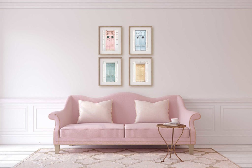 Paris Doors Pastel Colors Set of 4 Prints, Parisian French Architecture Photography, France Travel Prints, Chic Home & Office Wall Art Decor - Artwork by Lili