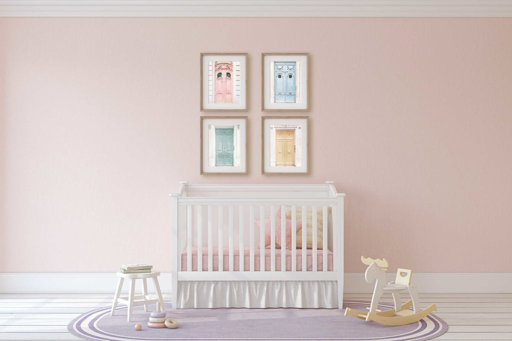 Paris Doors Pastel Colors Set of 4 Prints, Parisian French Architecture Photography, France Travel Prints, Chic Home & Office Wall Art Decor - Artwork by Lili