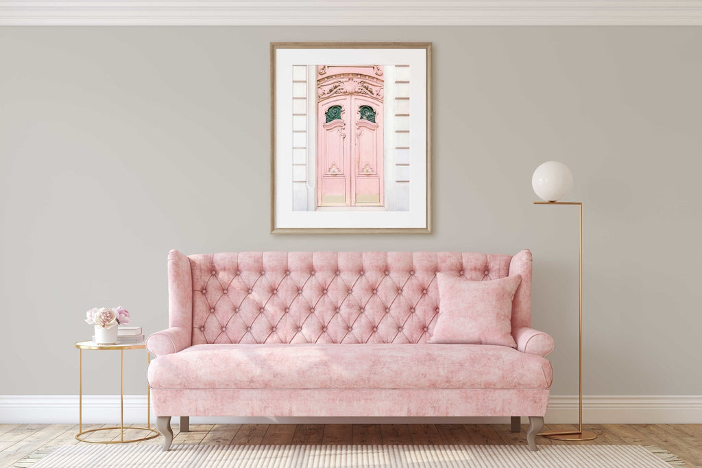 Paris Pink Door Photography, Chic Parisian Architecture, Pale Pink Doors, Feminine, Romantic, France European Wall Art, Home & Office Decor - Artwork by Lili