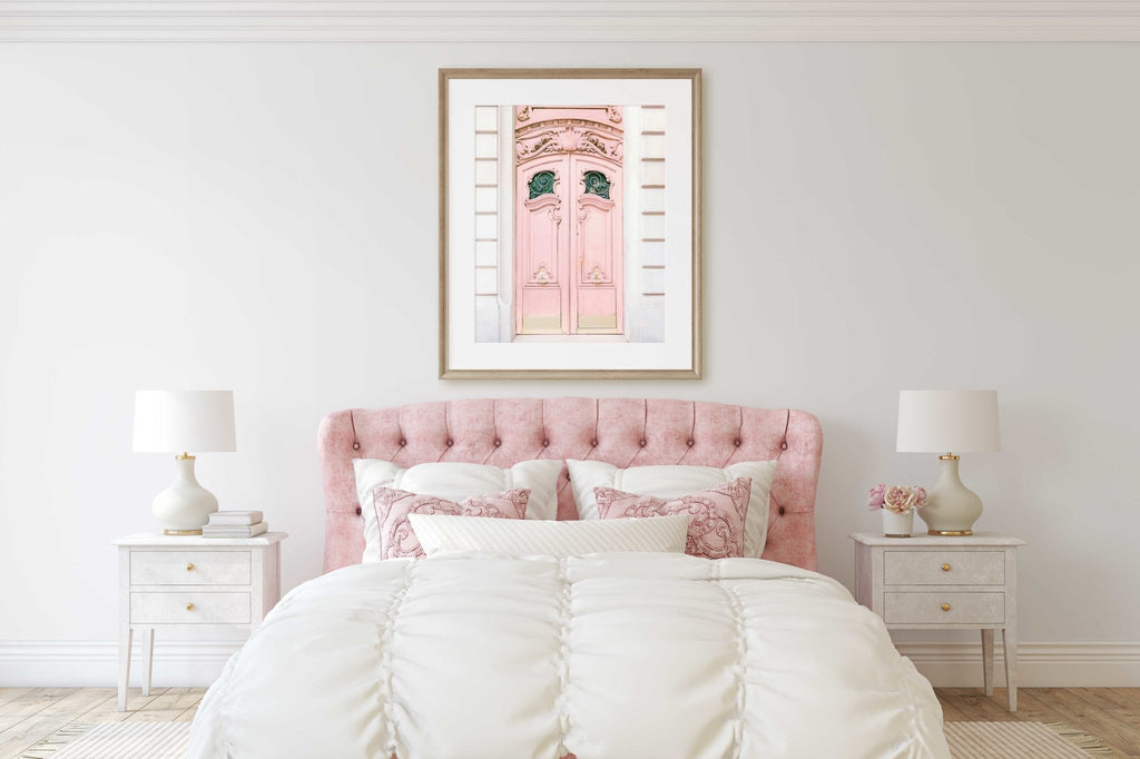 Paris Pink Door Photography, Chic Parisian Architecture, Pale Pink Doors, Feminine, Romantic, France European Wall Art, Home & Office Decor - Artwork by Lili