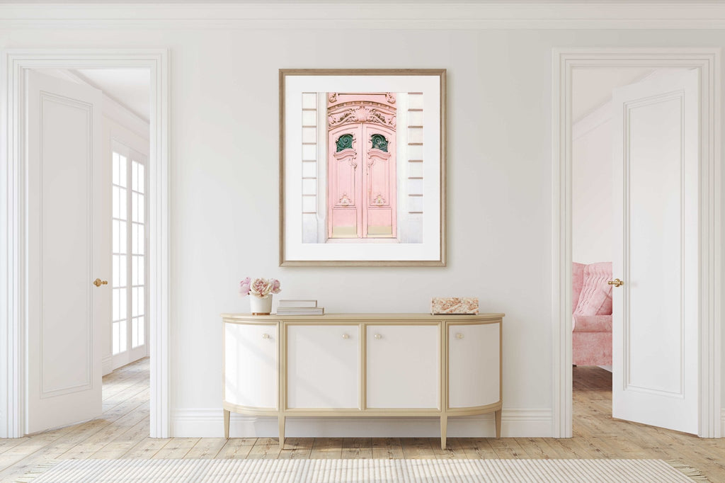 Paris Pink Door Photography, Chic Parisian Architecture, Pale Pink Doors, Feminine, Romantic, France European Wall Art, Home & Office Decor - Artwork by Lili