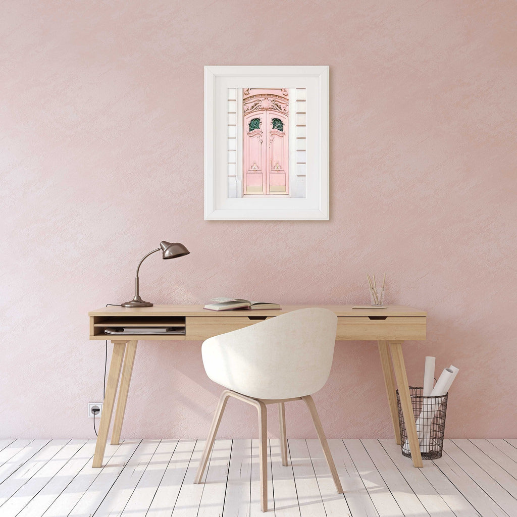 Paris Pink Door Photography, Chic Parisian Architecture, Pale Pink Doors, Feminine, Romantic, France European Wall Art, Home & Office Decor - Artwork by Lili