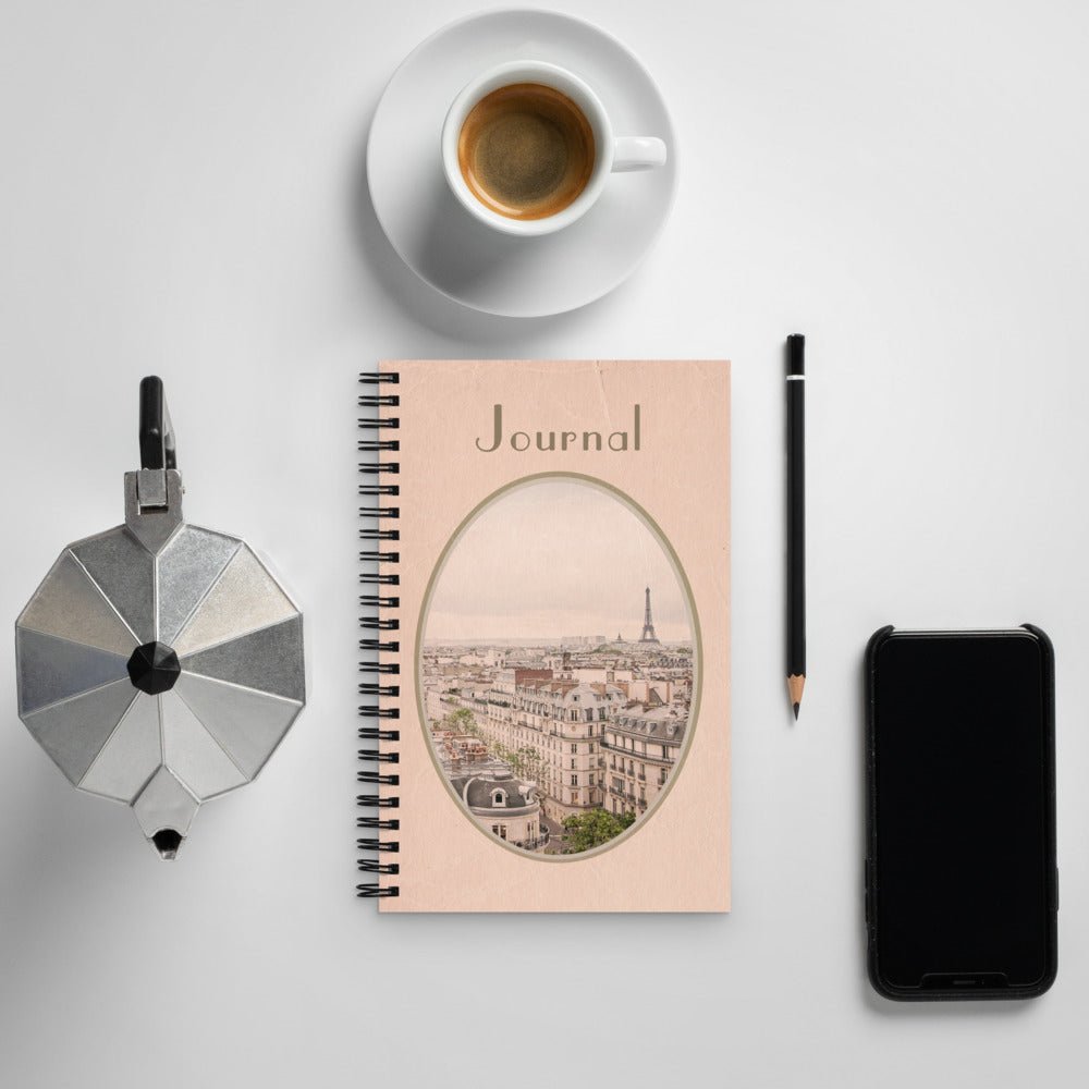 Paris Pink Vintage Design Spiral Journal/Notebook - Artwork by Lili