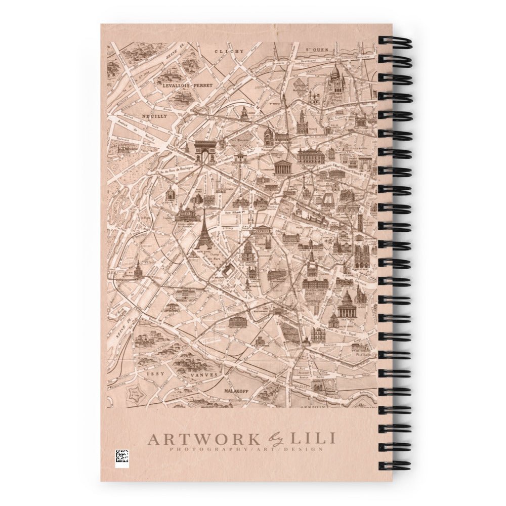 Paris Pink Vintage Design Spiral Journal/Notebook - Artwork by Lili