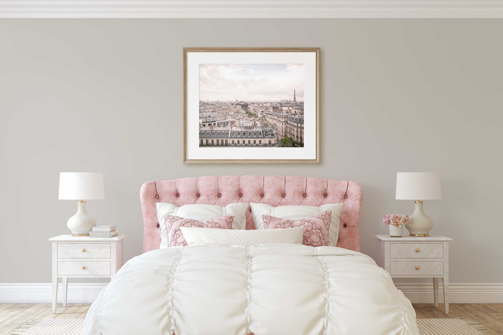 Paris Rooftops Eiffel Tower Panoramic Photography Print, Parisian Architecture, France Travel Photography, Chic Home & Office Wall Decor - Artwork by Lili