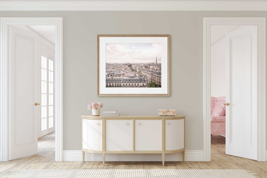 Paris Rooftops Eiffel Tower Panoramic Photography Print, Parisian Architecture, France Travel Photography, Chic Home & Office Wall Decor - Artwork by Lili