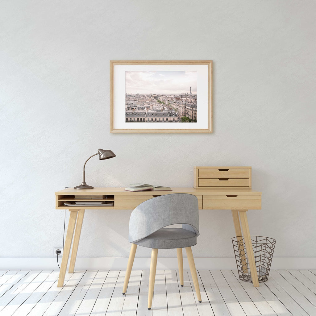 Paris Rooftops Eiffel Tower Panoramic Photography Print, Parisian Architecture, France Travel Photography, Chic Home & Office Wall Decor - Artwork by Lili