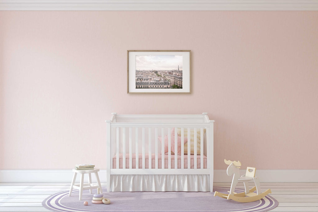 Paris Rooftops Eiffel Tower Panoramic Photography Print, Parisian Architecture, France Travel Photography, Chic Home & Office Wall Decor - Artwork by Lili