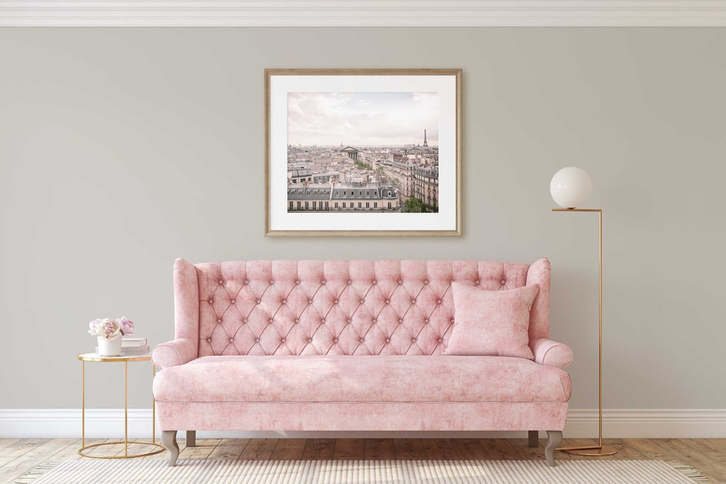 Paris Rooftops Eiffel Tower Panoramic Photography Print, Parisian Architecture, France Travel Photography, Chic Home & Office Wall Decor - Artwork by Lili