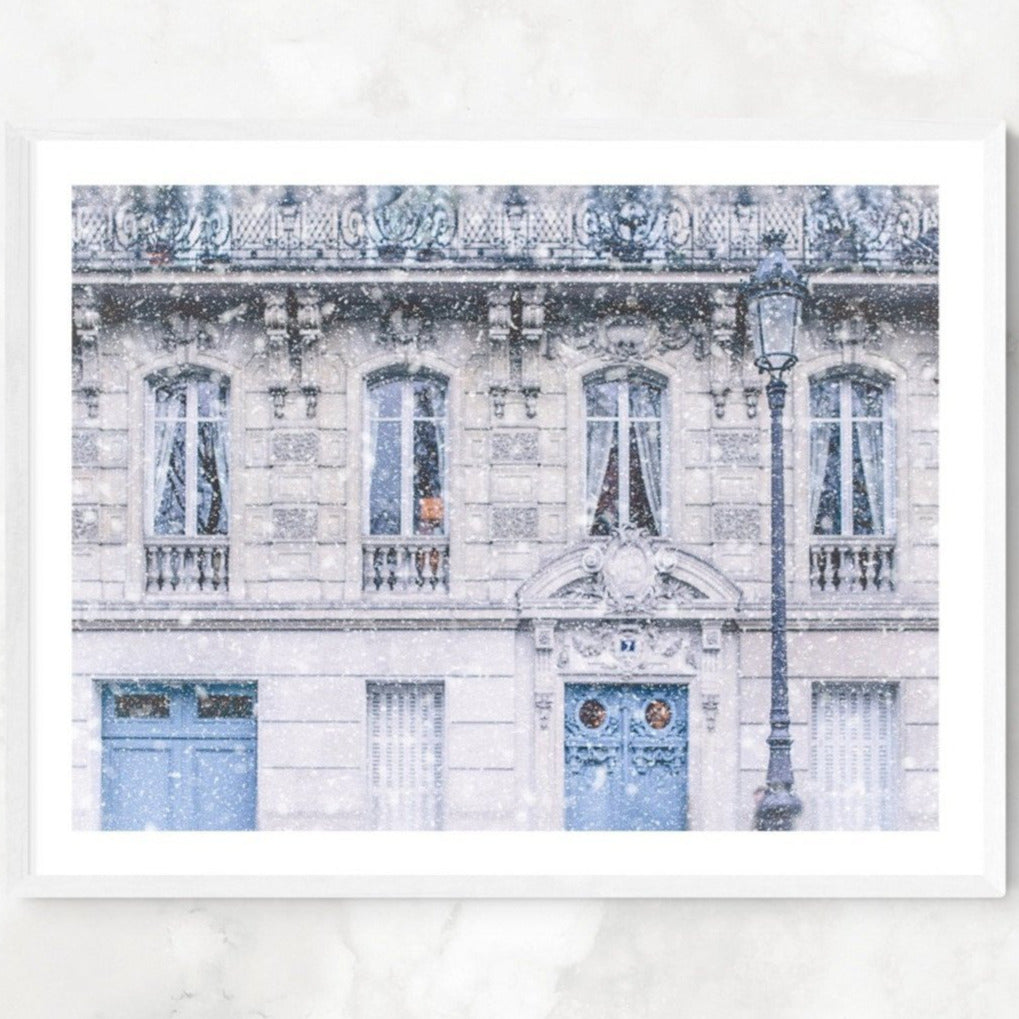 Paris Winter White Snow Photography Prints, France Travel Photography, European Cityscape, Chic and Elegant Home & Office Wall Art Decor - Artwork by Lili
