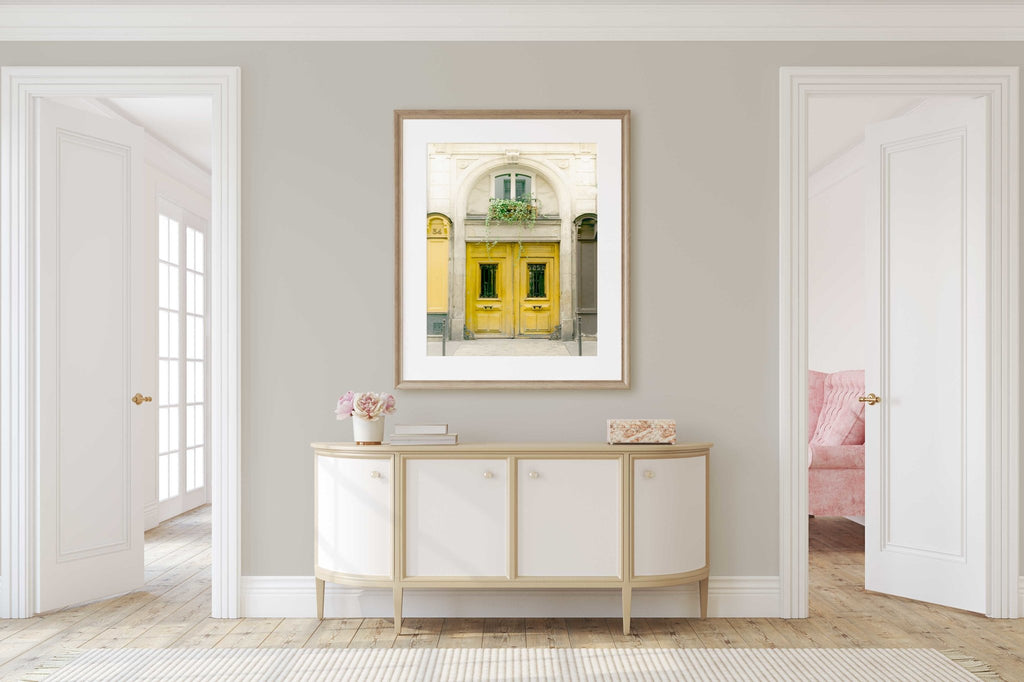 Paris Yellow Door Photography Print, Parisian Doors Architecture, France Travel Photography, Amarillo, Jaune, Chic Home & Office Wall Decor - Artwork by Lili