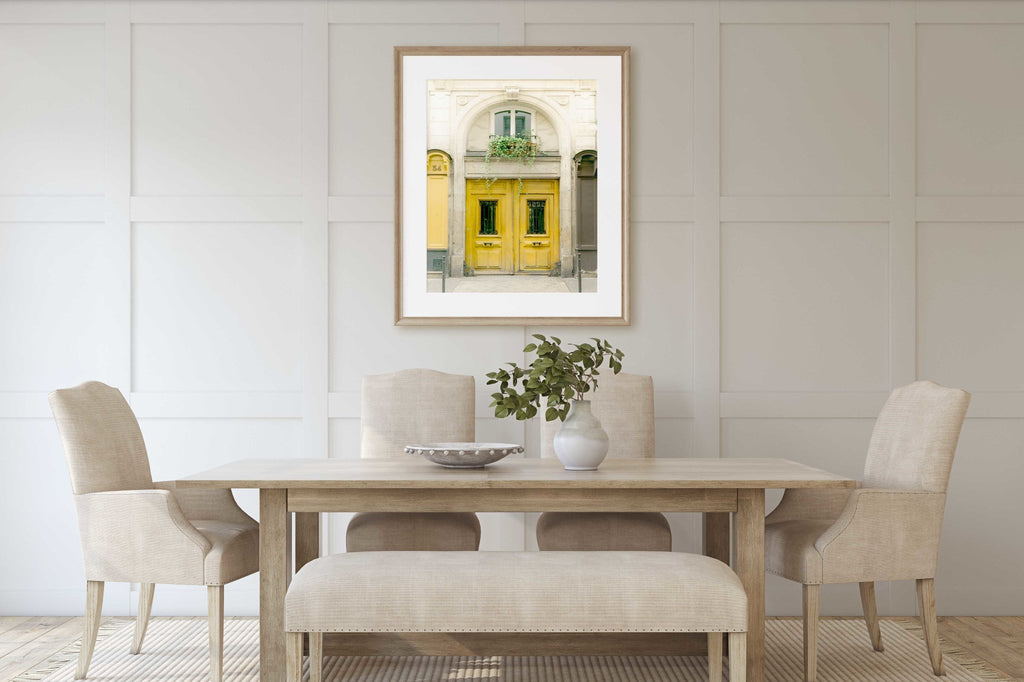 Paris Yellow Door Photography Print, Parisian Doors Architecture, France Travel Photography, Amarillo, Jaune, Chic Home & Office Wall Decor - Artwork by Lili