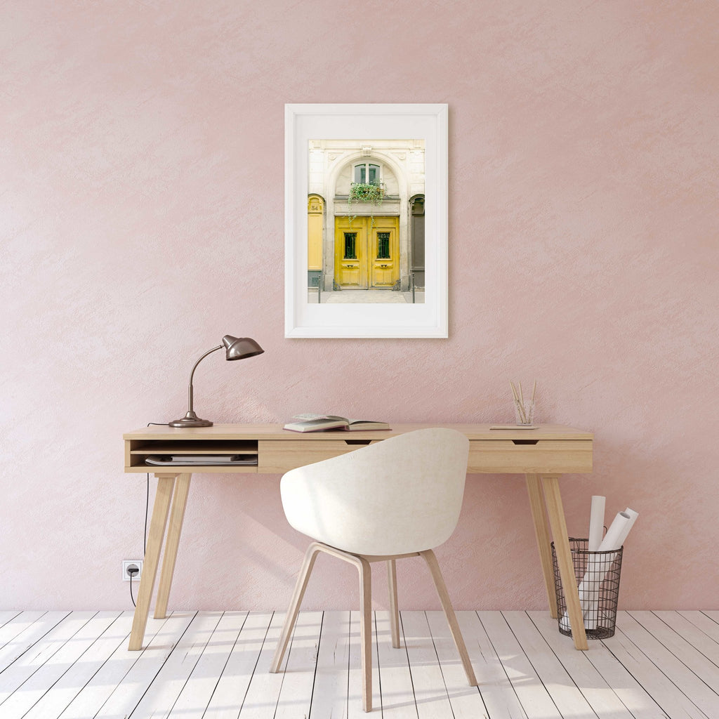 Paris Yellow Door Photography Print, Parisian Doors Architecture, France Travel Photography, Amarillo, Jaune, Chic Home & Office Wall Decor - Artwork by Lili
