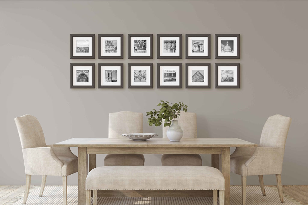 Parisian Cityscape Gallery Wall set of 12 Monochrome B&W Square 5x5 Prints, Affordable Wall Art, France Travel Photograpy, Gift for Traveler - Artwork by Lili