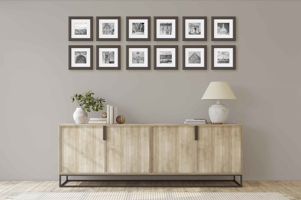Parisian Cityscape Gallery Wall set of 12 Monochrome B&W Square 5x5 Prints, Affordable Wall Art, France Travel Photograpy, Gift for Traveler - Artwork by Lili