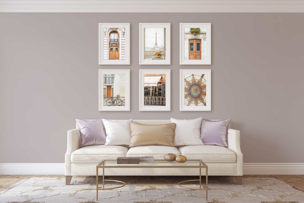 Parisian Cityscape Travel Photography Set of 6 Rectangular Prints, Elegant Warm Toned Motifs, France Europe Home & Office Wall Art Decor - Artwork by Lili