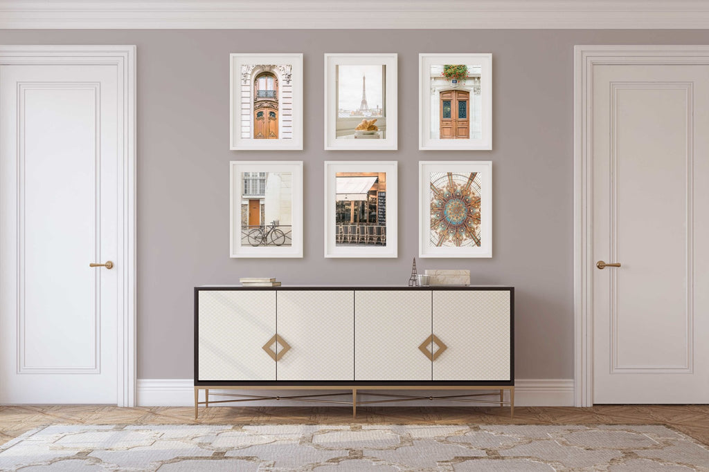 Parisian Cityscape Travel Photography Set of 6 Rectangular Prints, Elegant Warm Toned Motifs, France Europe Home & Office Wall Art Decor - Artwork by Lili