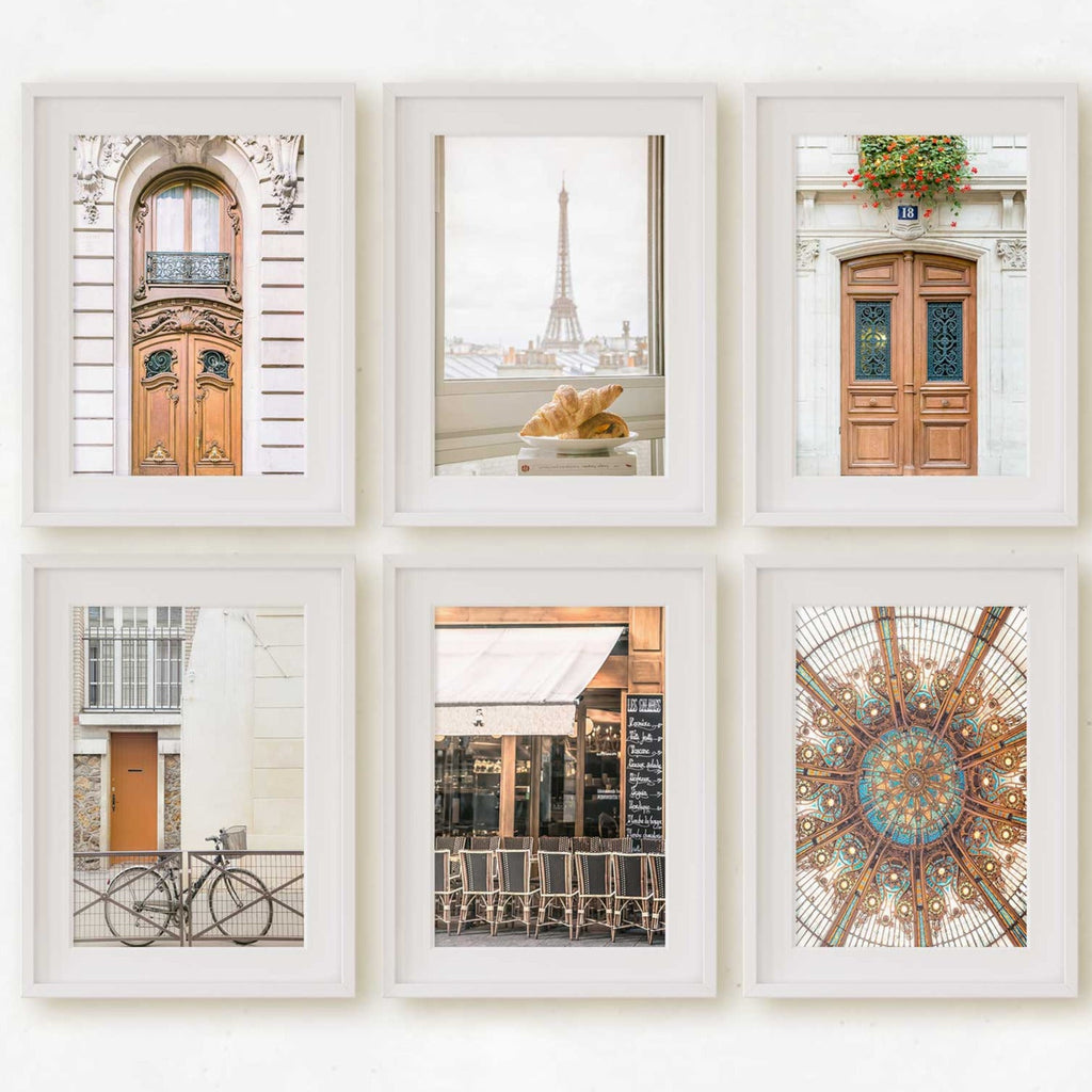 Parisian Cityscape Travel Photography Set of 6 Rectangular Prints, Elegant Warm Toned Motifs, France Europe Home & Office Wall Art Decor - Artwork by Lili