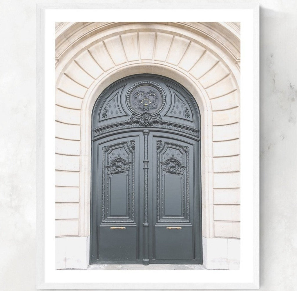 Parisian Dark Gray Ornate Arched Door Prints, Paris France Architecture & Travel, Stylish Home & Office Wall Decor - Artwork by Lili