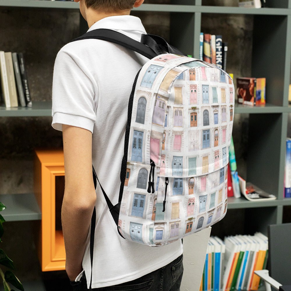 Pastel Parisian Doors Design Backpack - Artwork by Lili