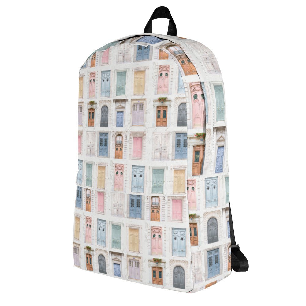 Pastel Parisian Doors Design Backpack - Artwork by Lili