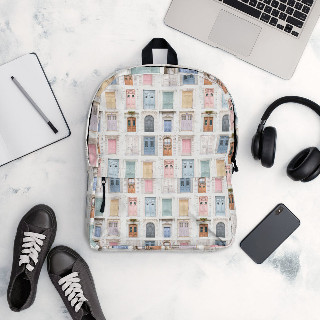 Pastel Parisian Doors Design Backpack - Artwork by Lili