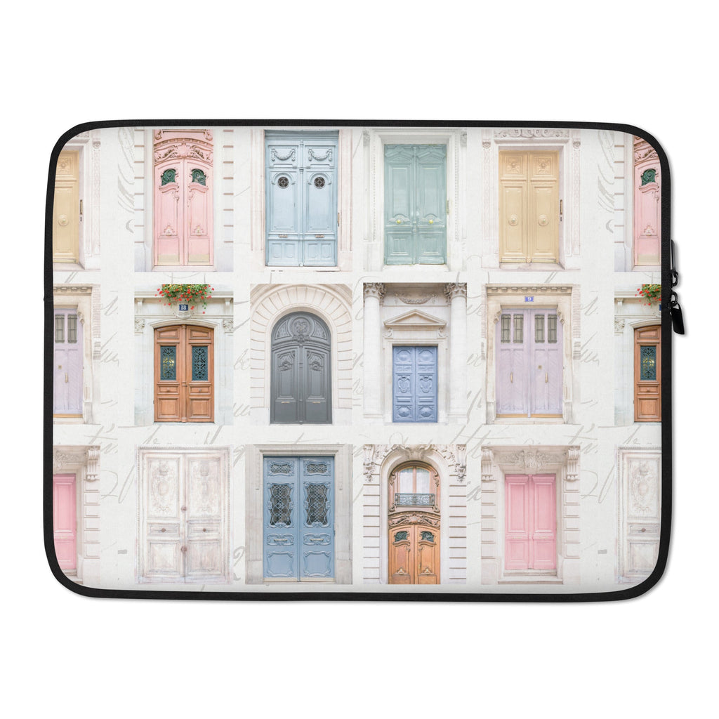 Pastel Parisian Doors Laptop Sleeve (13" or 15") - Artwork by Lili