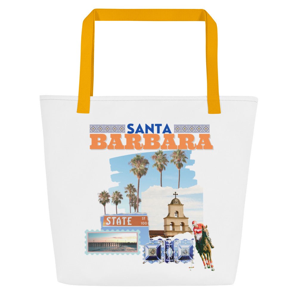 Santa Barbara Large Tote Bag - Artwork by Lili