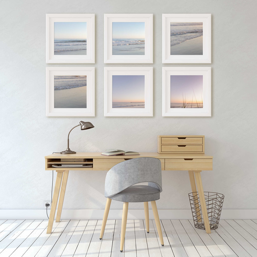 Santa Barbara Set of 6 Minimalist Square Prints, California Travel Photography, Pacific Ocean Beach Sunset, Home & Office Wall Art - Artwork by Lili