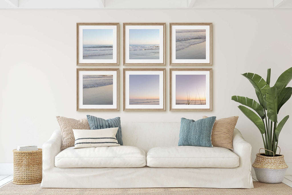 Santa Barbara Set of 6 Minimalist Square Prints, California Travel Photography, Pacific Ocean Beach Sunset, Home & Office Wall Art - Artwork by Lili