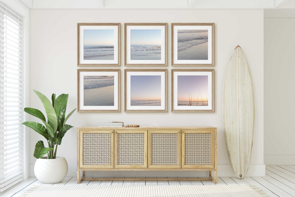 Santa Barbara Set of 6 Minimalist Square Prints, California Travel Photography, Pacific Ocean Beach Sunset, Home & Office Wall Art - Artwork by Lili