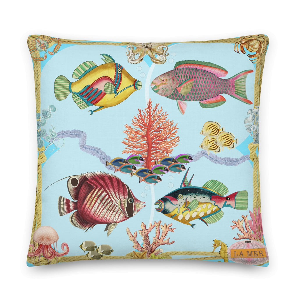 Underwater Fantasy Vintage Inspired Design 22"x22" Premium Pillow - Artwork by Lili