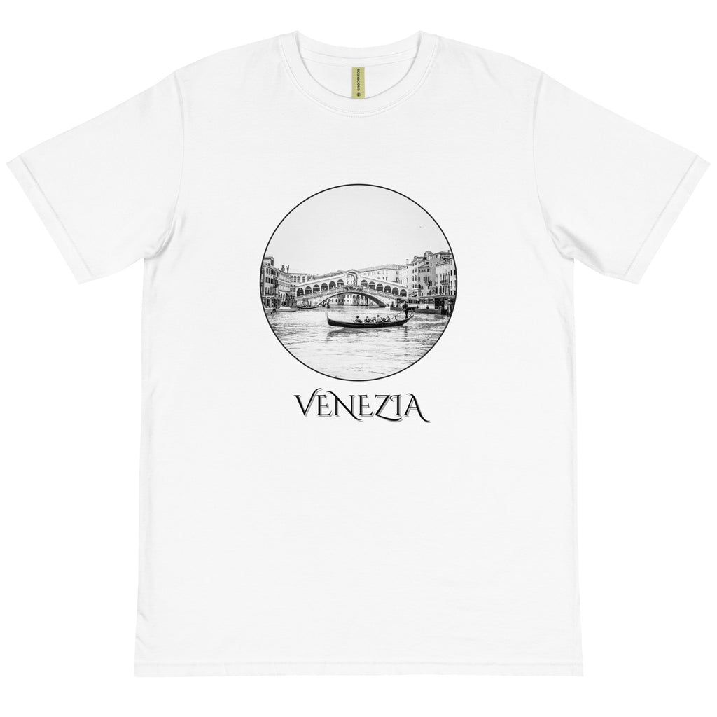 Venice (Venezia) Italy Black & White Unisex Organic T-Shirt - Artwork by Lili