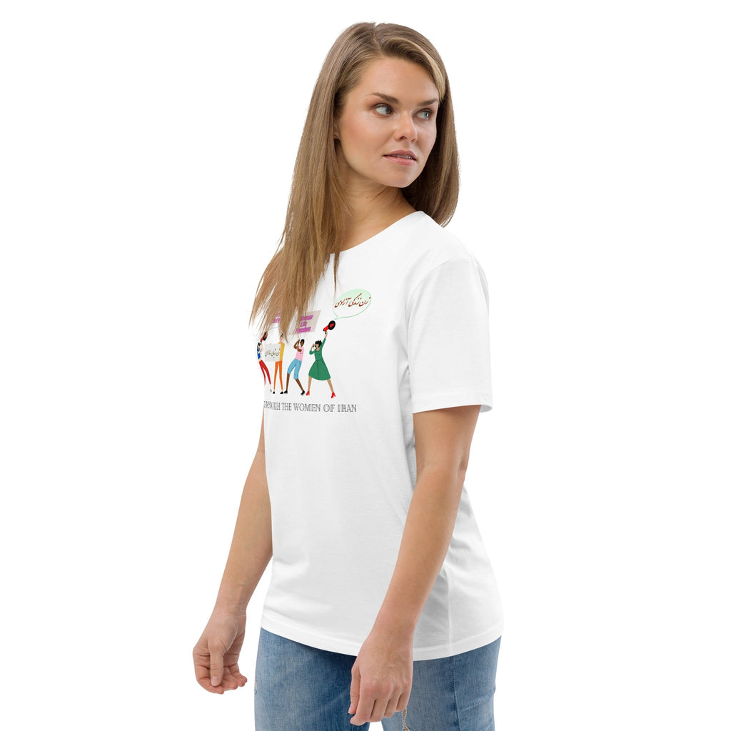 Woman Life Freedom (English/French/Kurdish/Persian) Unisex Organic Cotton T-shirt - Artwork by Lili