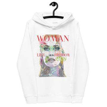 Woman Life Freedom Women's Eco-friendly Fitted Hoodie - Artwork by Lili