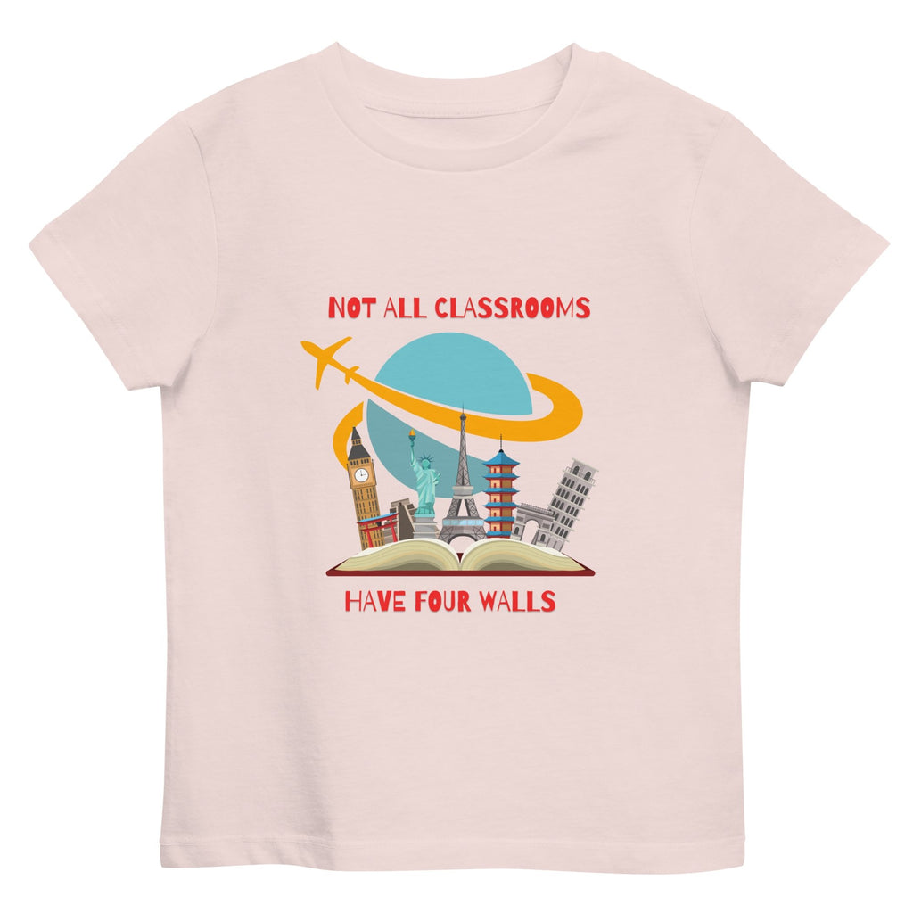 World Travel Theme Organic Cotton Unisex Kids T-shirt - Artwork by Lili