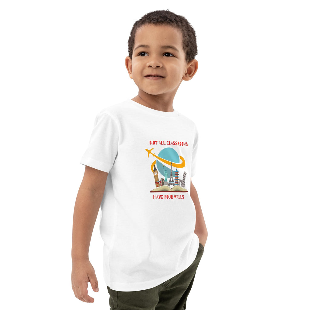 World Travel Theme Organic Cotton Unisex Kids T-shirt - Artwork by Lili