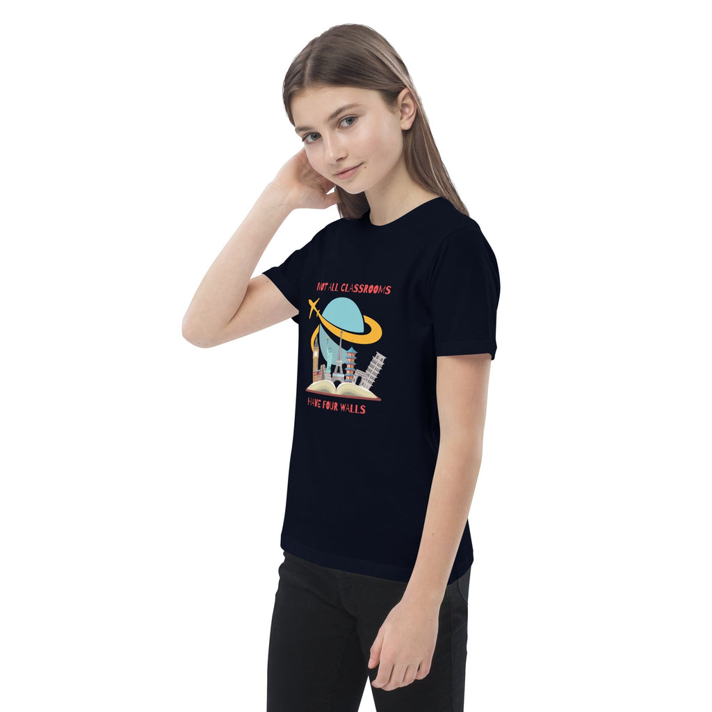 World Travel Theme Organic Cotton Unisex Kids T-shirt - Artwork by Lili