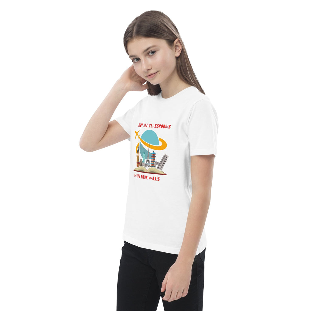 World Travel Theme Organic Cotton Unisex Kids T-shirt - Artwork by Lili