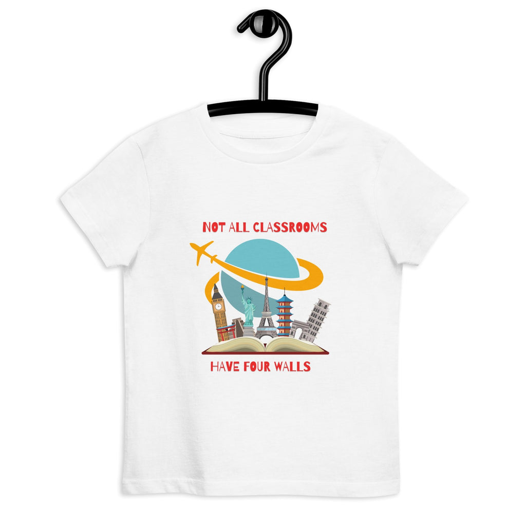 World Travel Theme Organic Cotton Unisex Kids T-shirt - Artwork by Lili