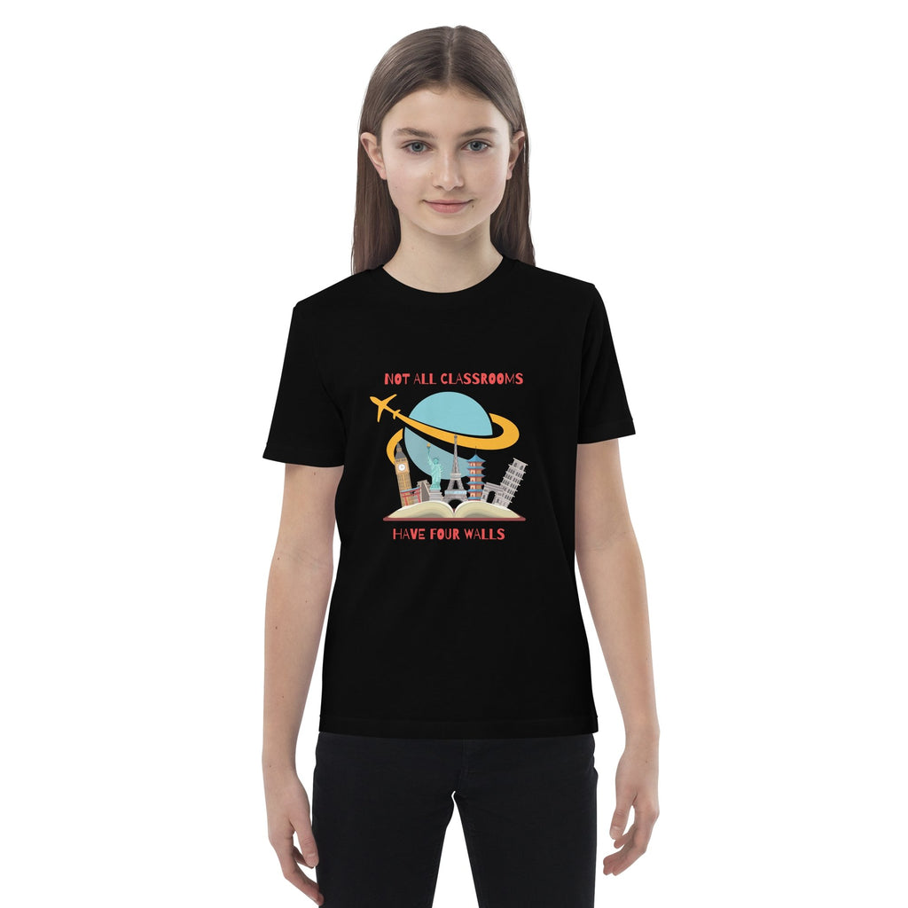 World Travel Theme Organic Cotton Unisex Kids T-shirt - Artwork by Lili