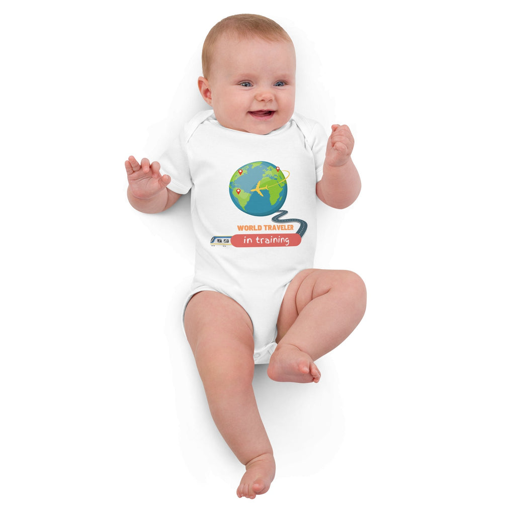 World Traveler (in Training) Organic Cotton Baby Bodysuit - Artwork by Lili