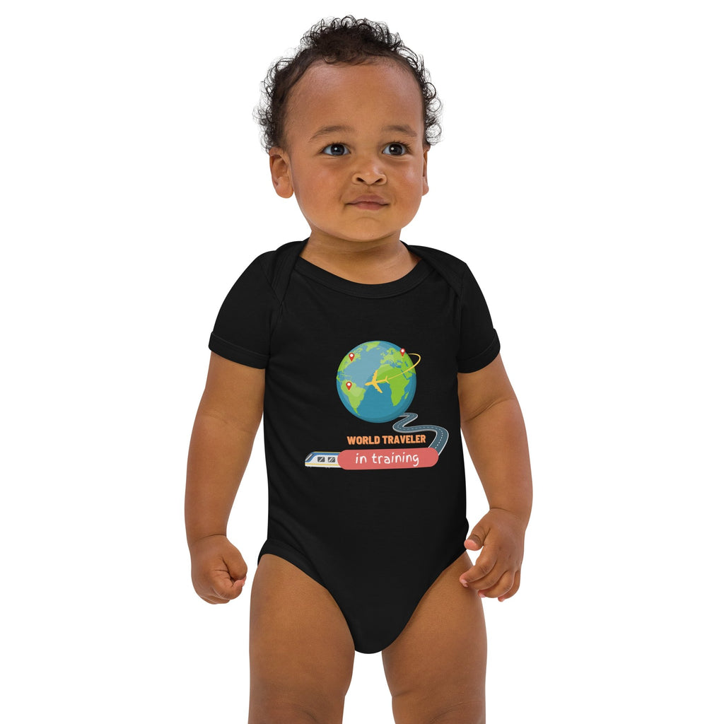 World Traveler (in Training) Organic Cotton Baby Bodysuit - Artwork by Lili