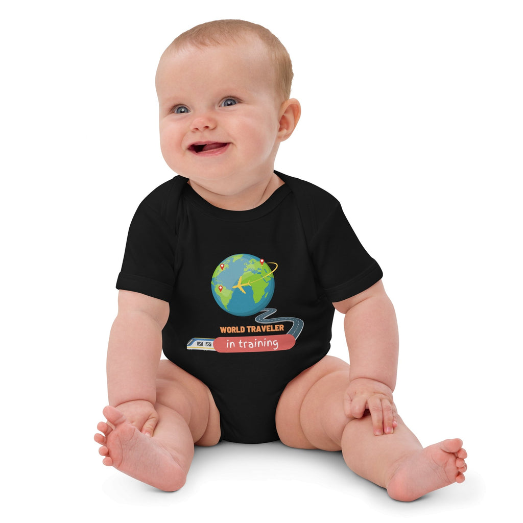 World Traveler (in Training) Organic Cotton Baby Bodysuit - Artwork by Lili