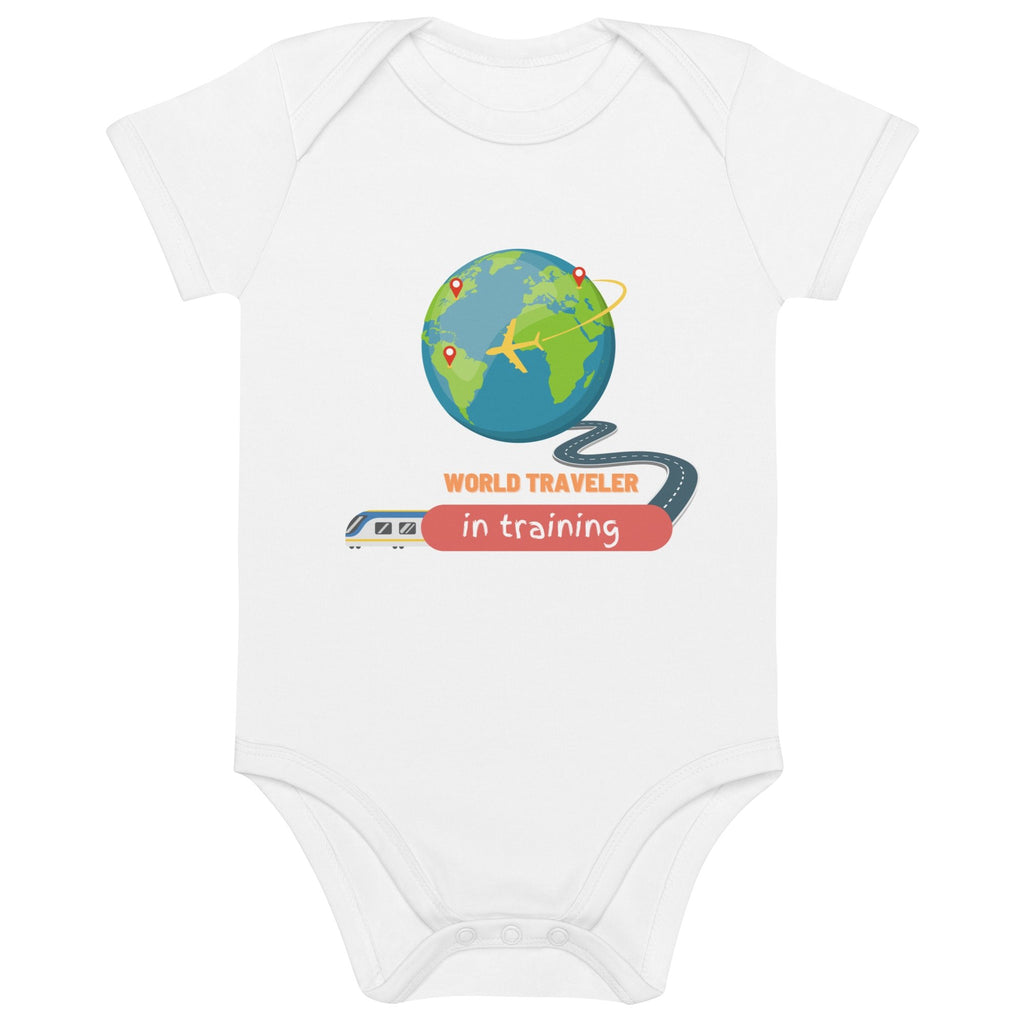 World Traveler (in Training) Organic Cotton Baby Bodysuit - Artwork by Lili