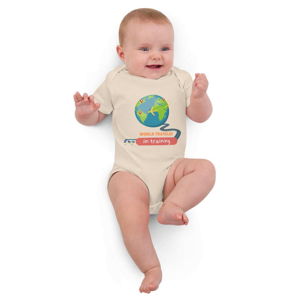 World Traveler (in Training) Organic Cotton Baby Bodysuit - Artwork by Lili